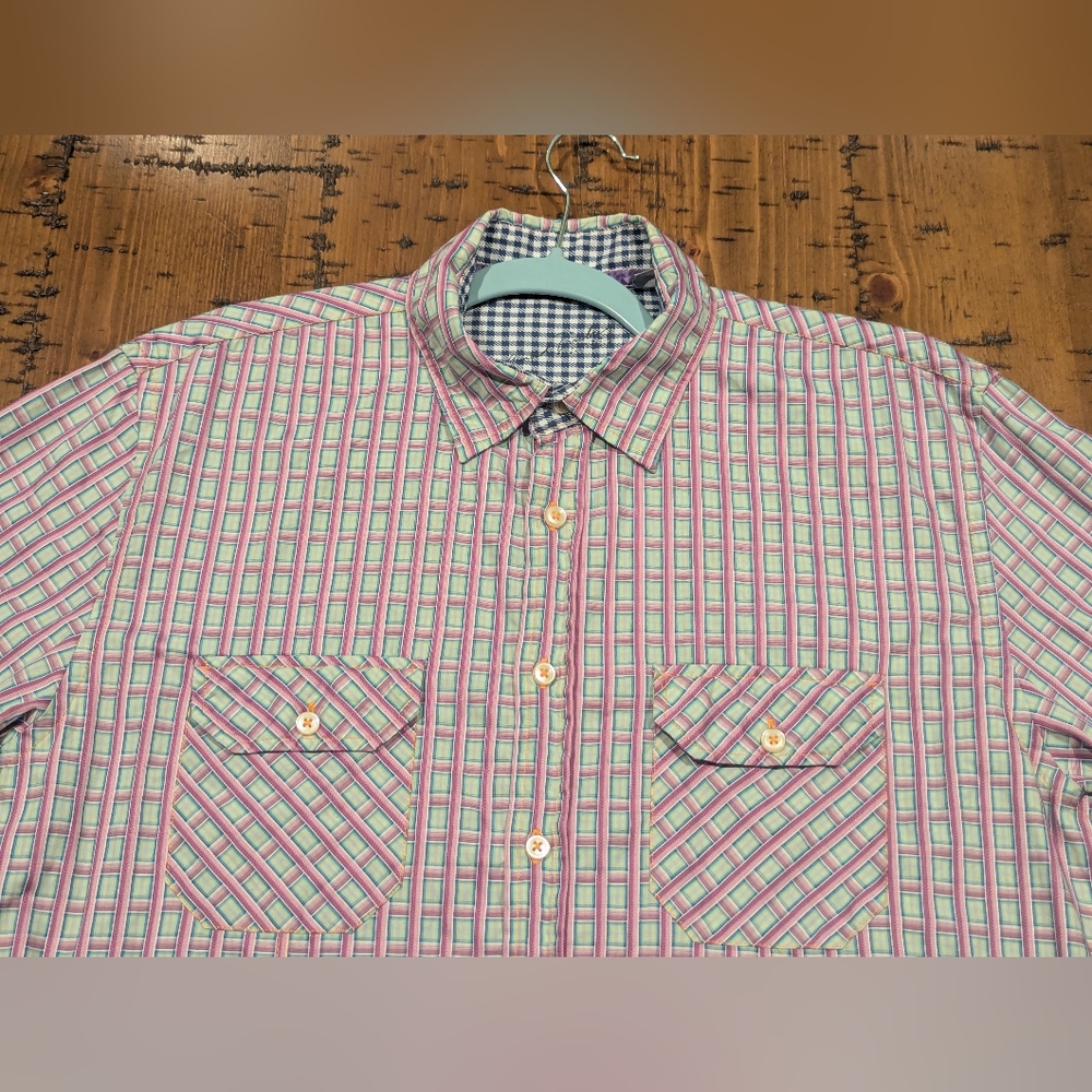 Arnold Zimberg M Colorful Plaid Button Shirt